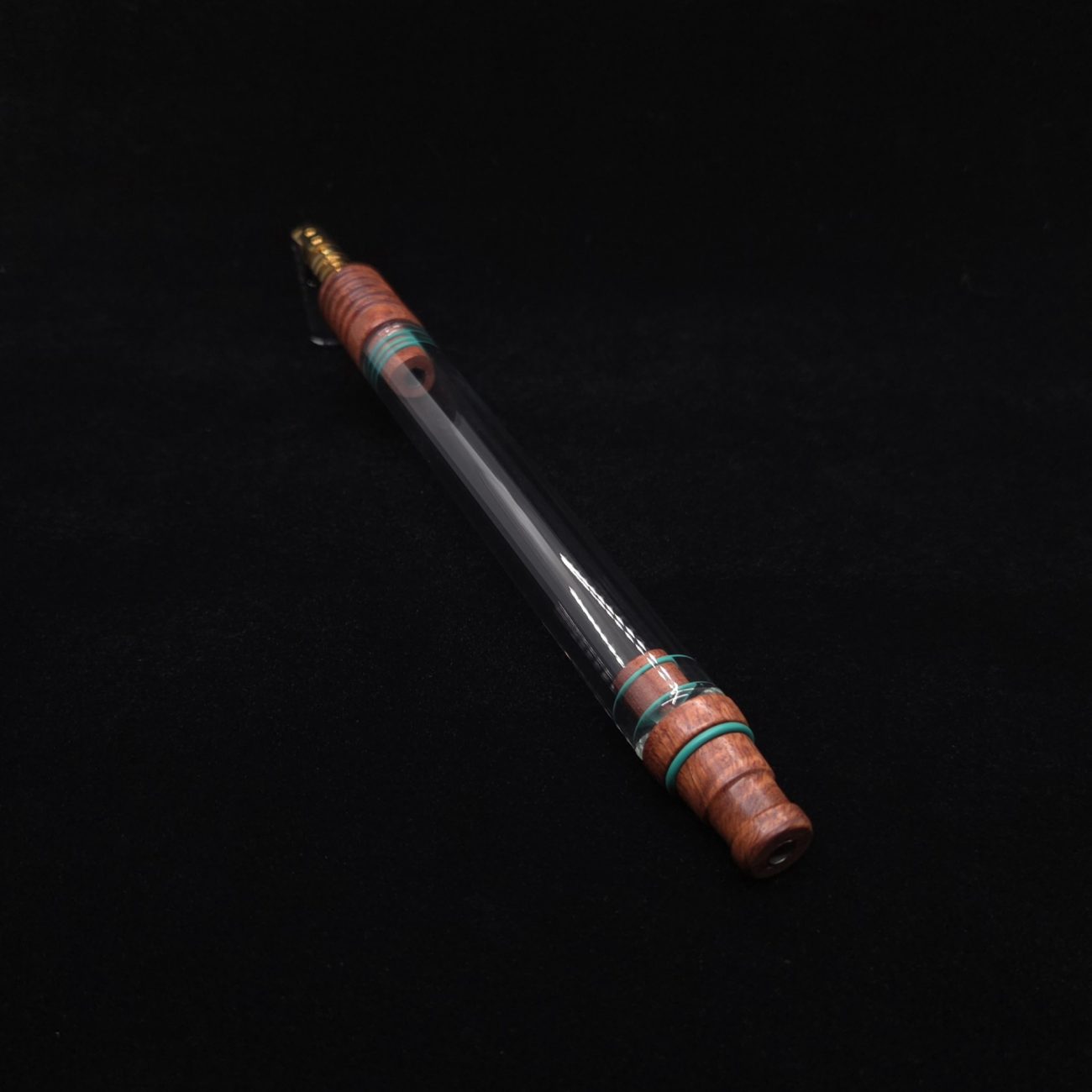 This image portrays Dynavap 3XL Boro-Glass/Amboyna Burl Wood Specialty Stem Setup-NEW Design! by Dovetail Woodwork.