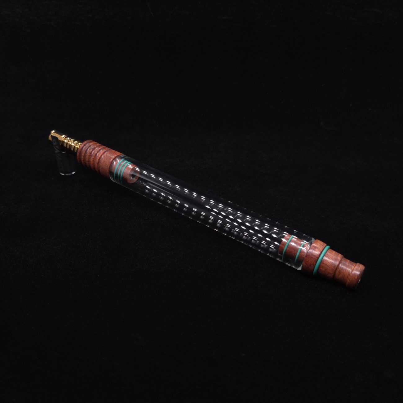 This image portrays Dynavap 3XL Boro-Glass/Amboyna Burl Wood Specialty Stem Setup-NEW Design! by Dovetail Woodwork.