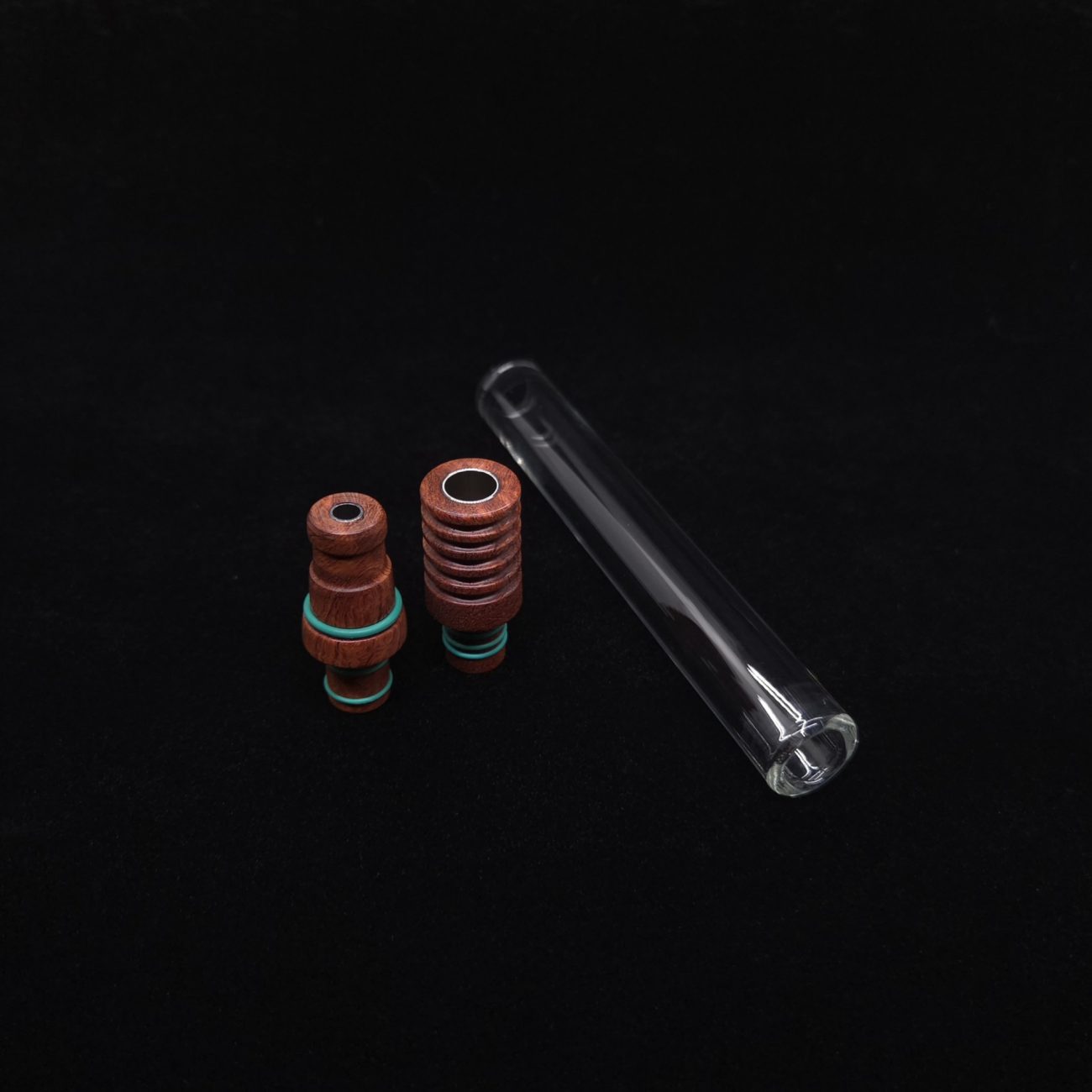 This image portrays Dynavap 3XL Boro-Glass/Amboyna Burl Wood Specialty Stem Setup-NEW Design! by Dovetail Woodwork.