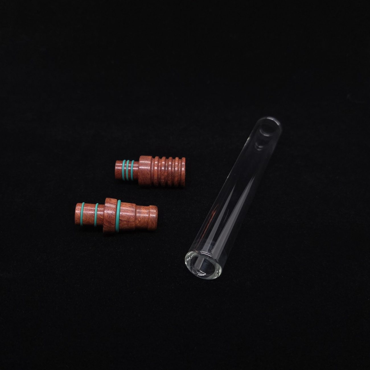 This image portrays Dynavap 3XL Boro-Glass/Amboyna Burl Wood Specialty Stem Setup-NEW Design! by Dovetail Woodwork.