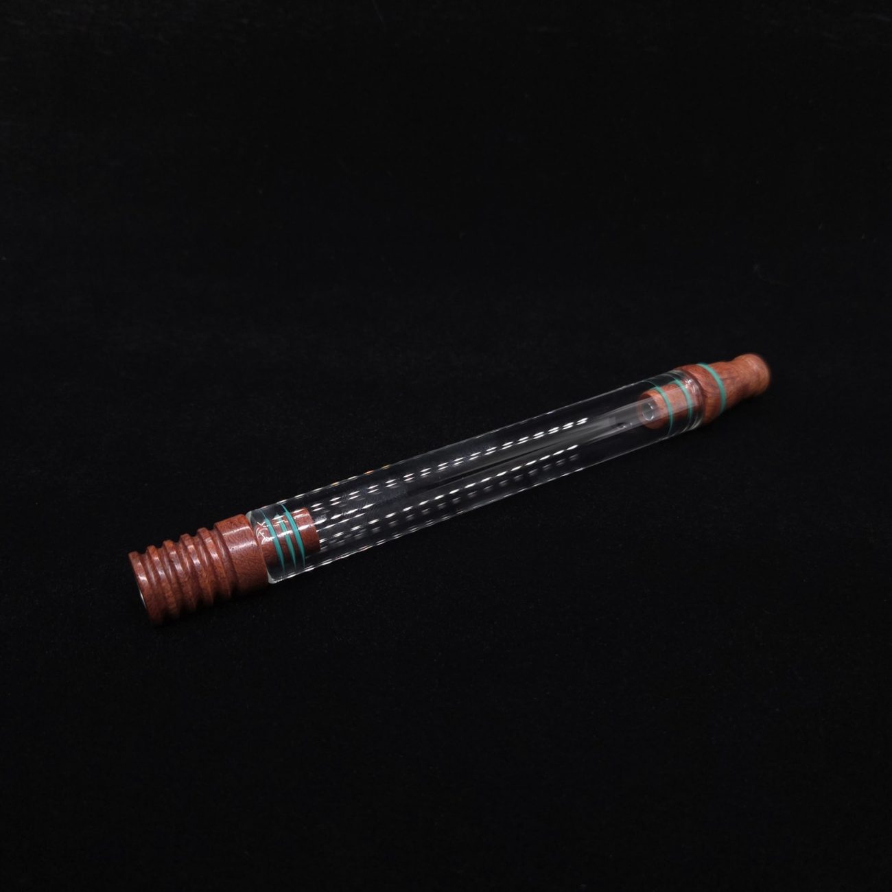 This image portrays Dynavap 3XL Boro-Glass/Amboyna Burl Wood Specialty Stem Setup-NEW Design! by Dovetail Woodwork.