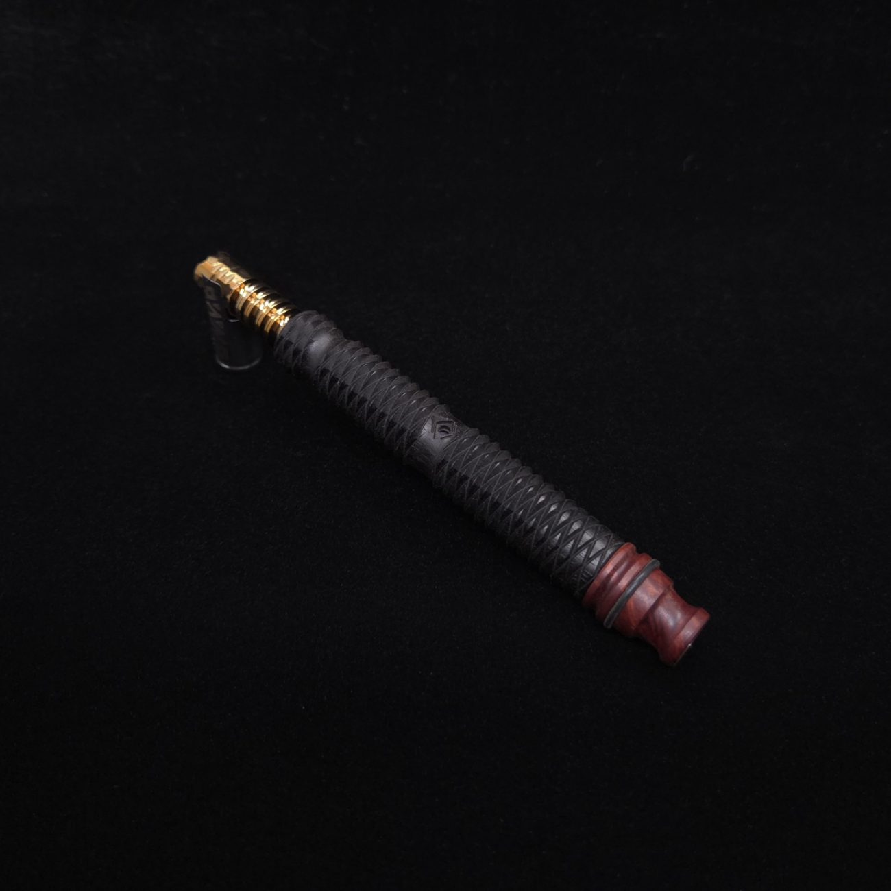 This image portrays Armored Weave XL Ebony Dynavap Stem + Matched Mouthpiece - New!🔥 by Dovetail Woodwork.