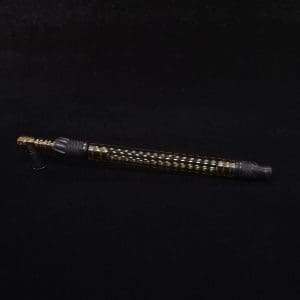 This image portrays Dynavap Vertex Golden Boro-Glass Jr./Ebony Wood Specialty Stem Setup-NEW! by Dovetail Woodwork.