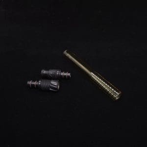 This image portrays Dynavap Vertex Golden Boro-Glass Jr./Ebony Wood Specialty Stem Setup-NEW! by Dovetail Woodwork.