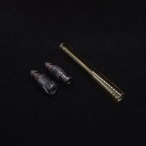 This image portrays Dynavap Vertex Golden Boro-Glass Jr./Ebony Wood Specialty Stem Setup-NEW! by Dovetail Woodwork.