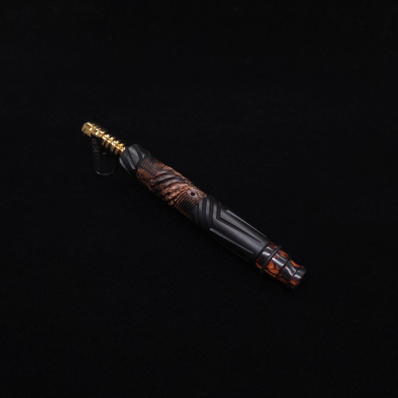 This image portrays Vertex XL Black Ebony Hybrid Dynavap Stem + (2) Mouthpieces 🔥 by Dovetail Woodwork.