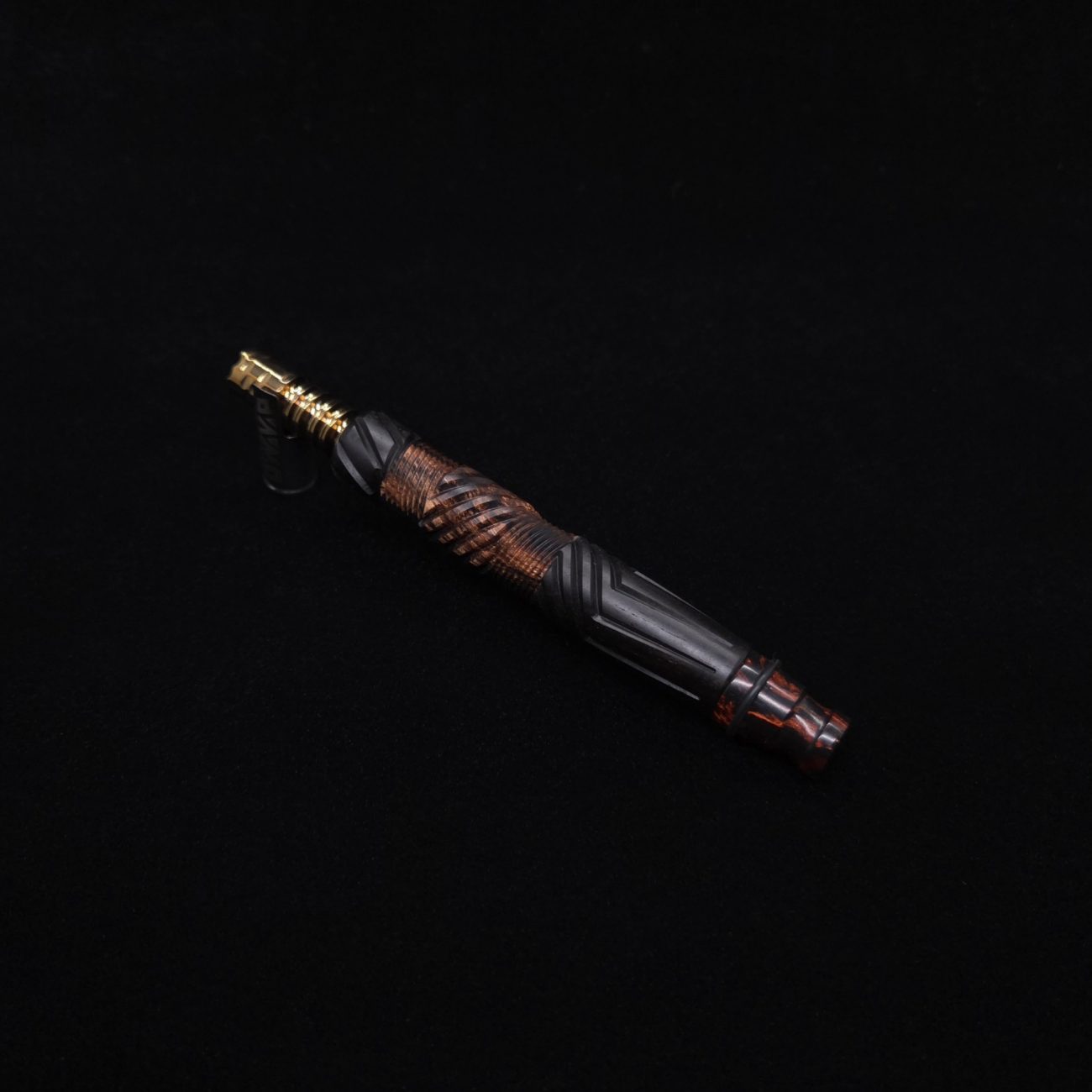 This image portrays Vertex XL Black Ebony Hybrid Dynavap Stem + (2) Mouthpieces 🔥 by Dovetail Woodwork.