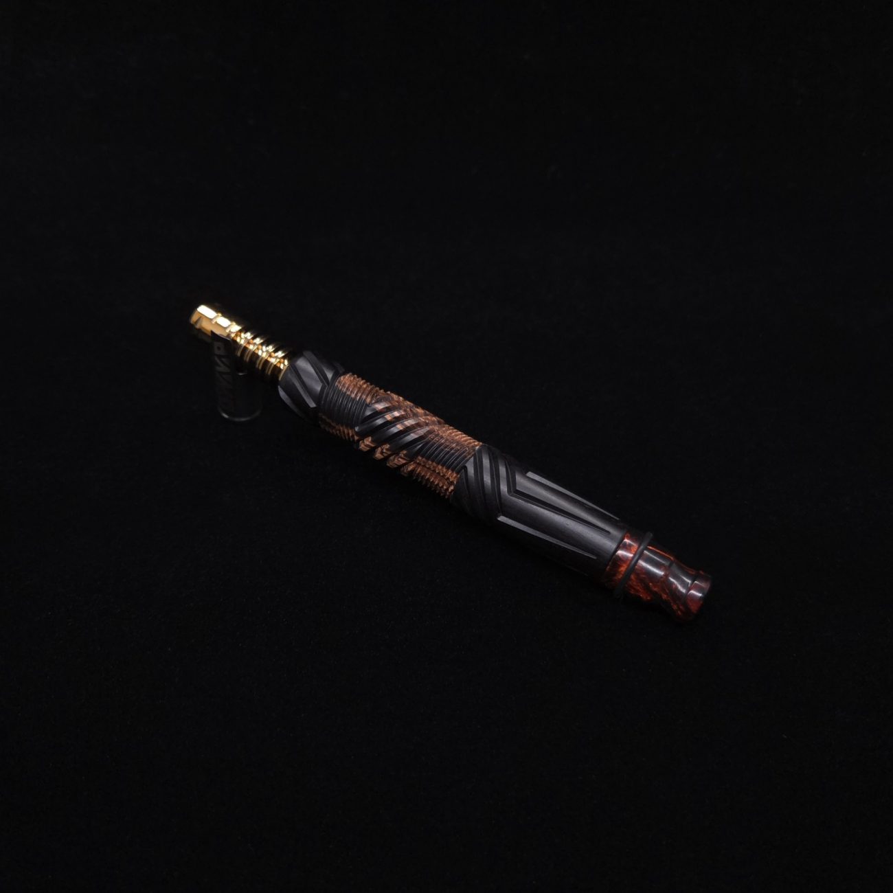 This image portrays Vertex XL Black Ebony Hybrid Dynavap Stem + (2) Mouthpieces 🔥 by Dovetail Woodwork.