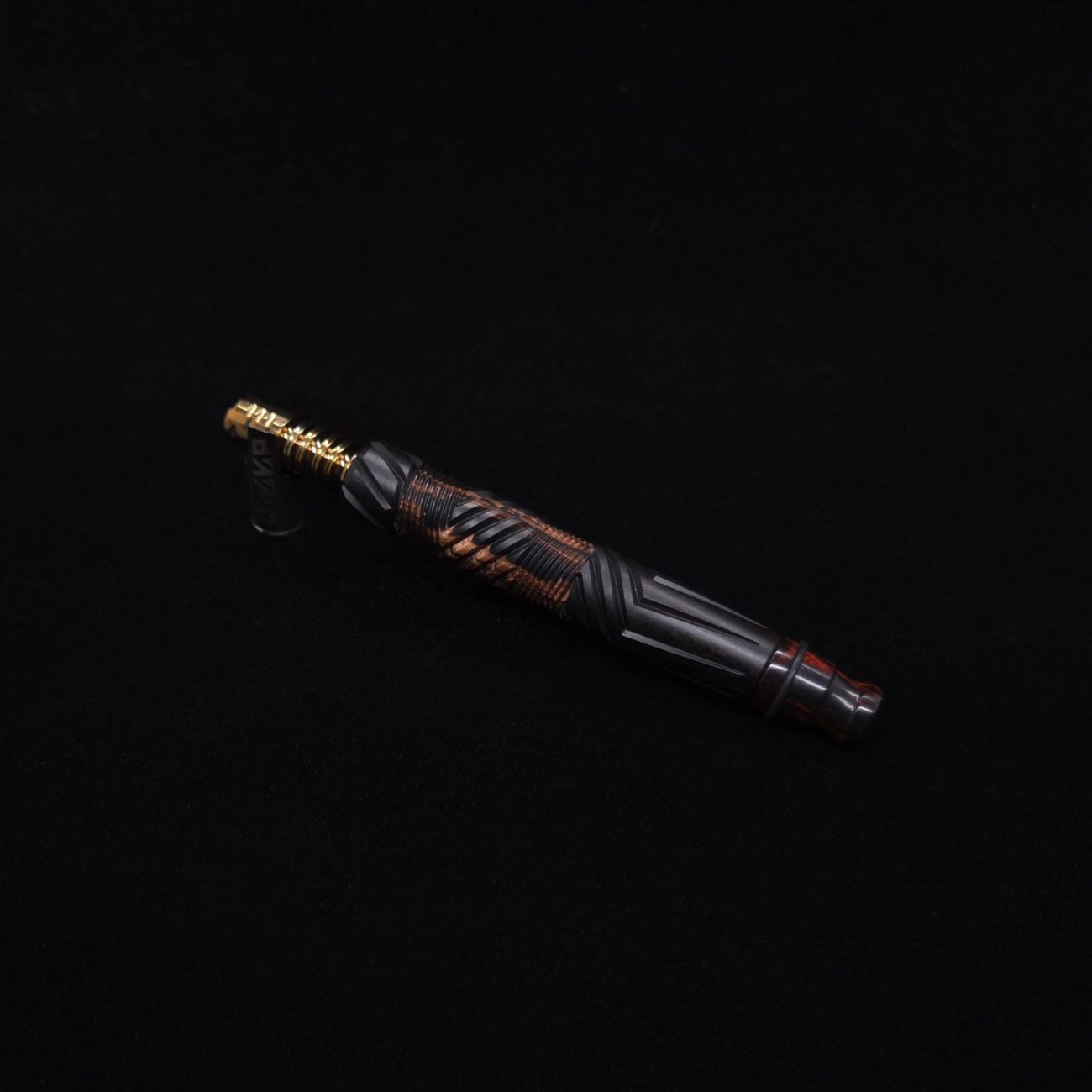 This image portrays Vertex XL Black Ebony Hybrid Dynavap Stem + (2) Mouthpieces 🔥 by Dovetail Woodwork.