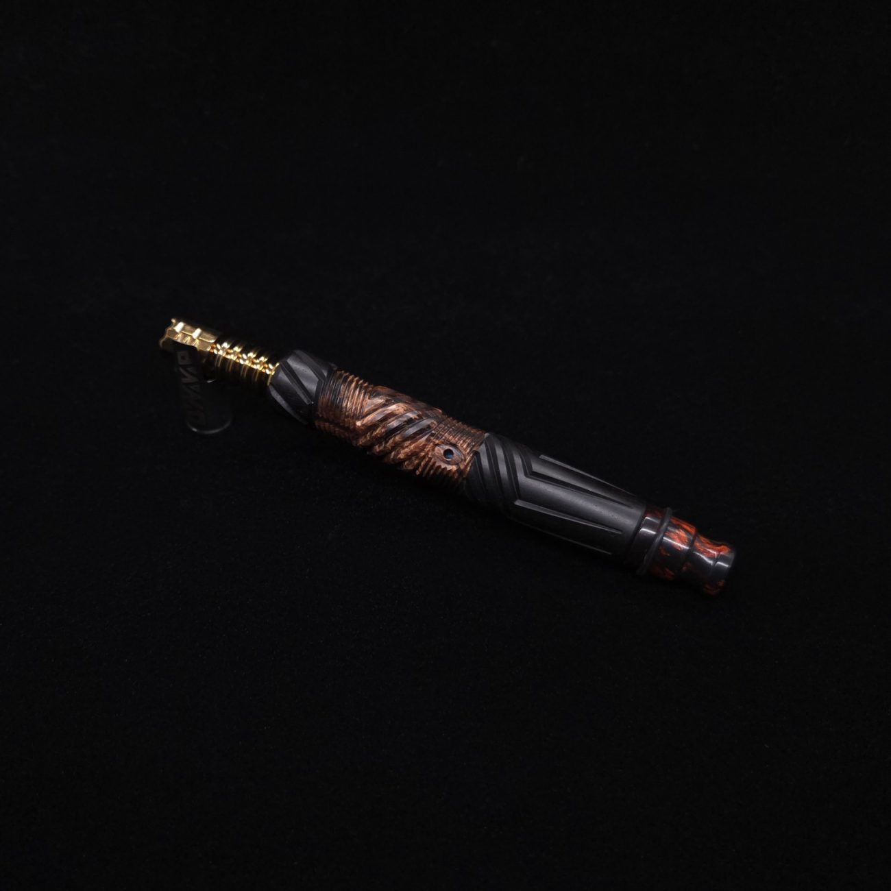 This image portrays Vertex XL Black Ebony Hybrid Dynavap Stem + (2) Mouthpieces 🔥 by Dovetail Woodwork.