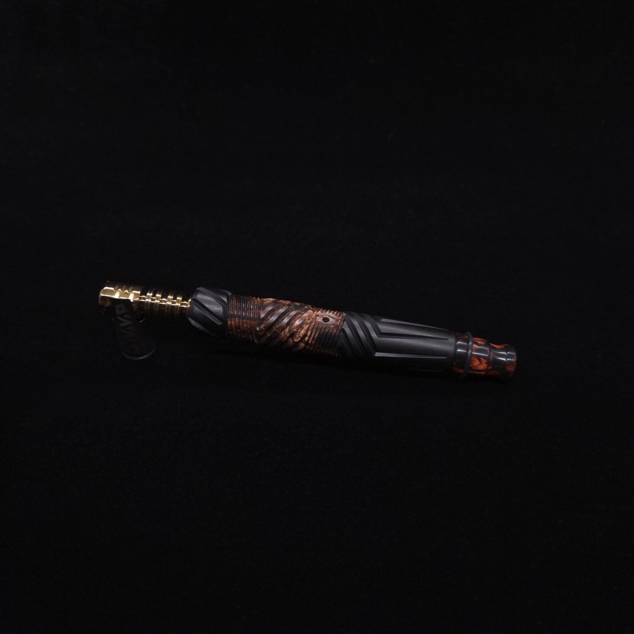 This image portrays Vertex XL Black Ebony Hybrid Dynavap Stem + (2) Mouthpieces 🔥 by Dovetail Woodwork.
