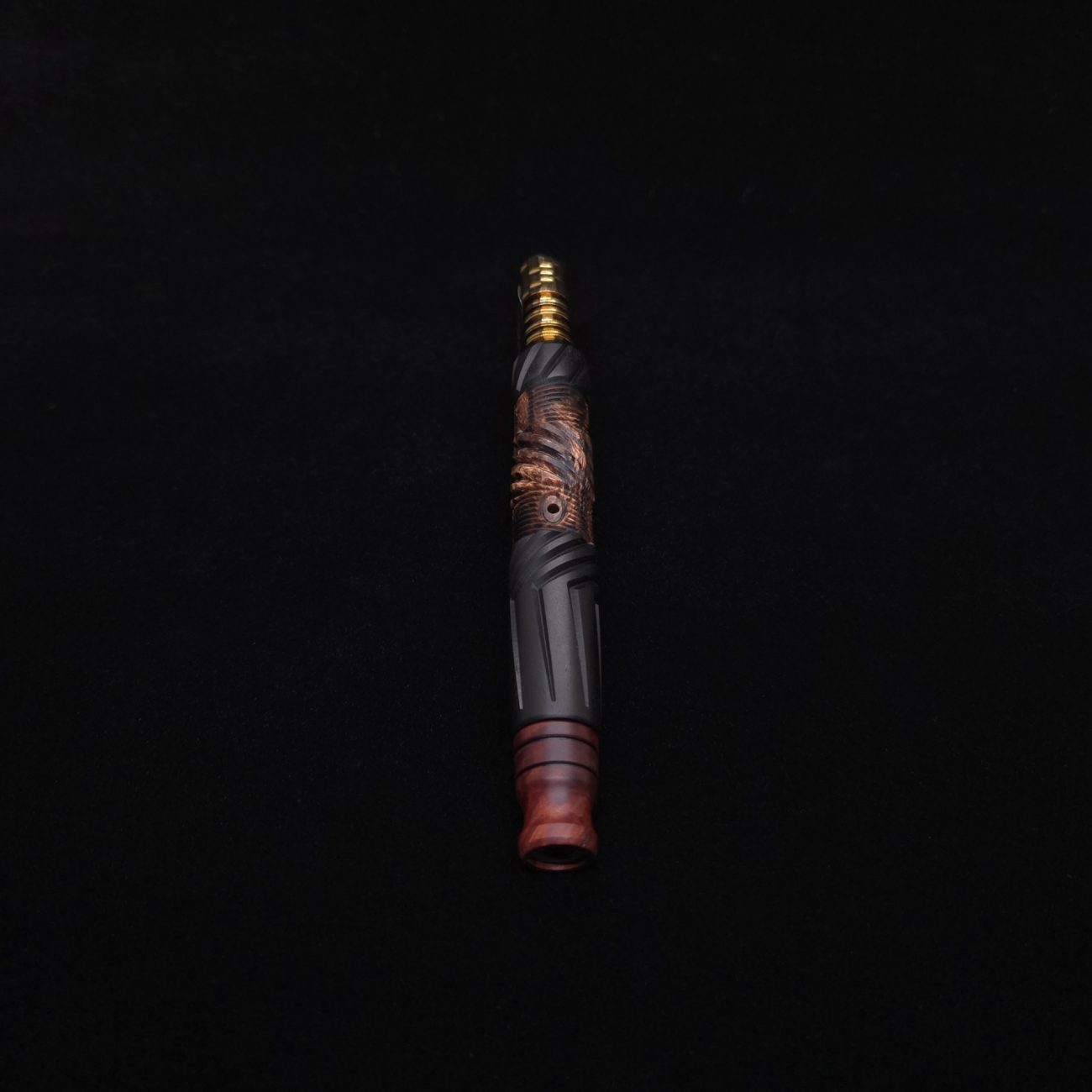 This image portrays Vertex XL Black Ebony Hybrid Dynavap Stem + (2) Mouthpieces 🔥 by Dovetail Woodwork.