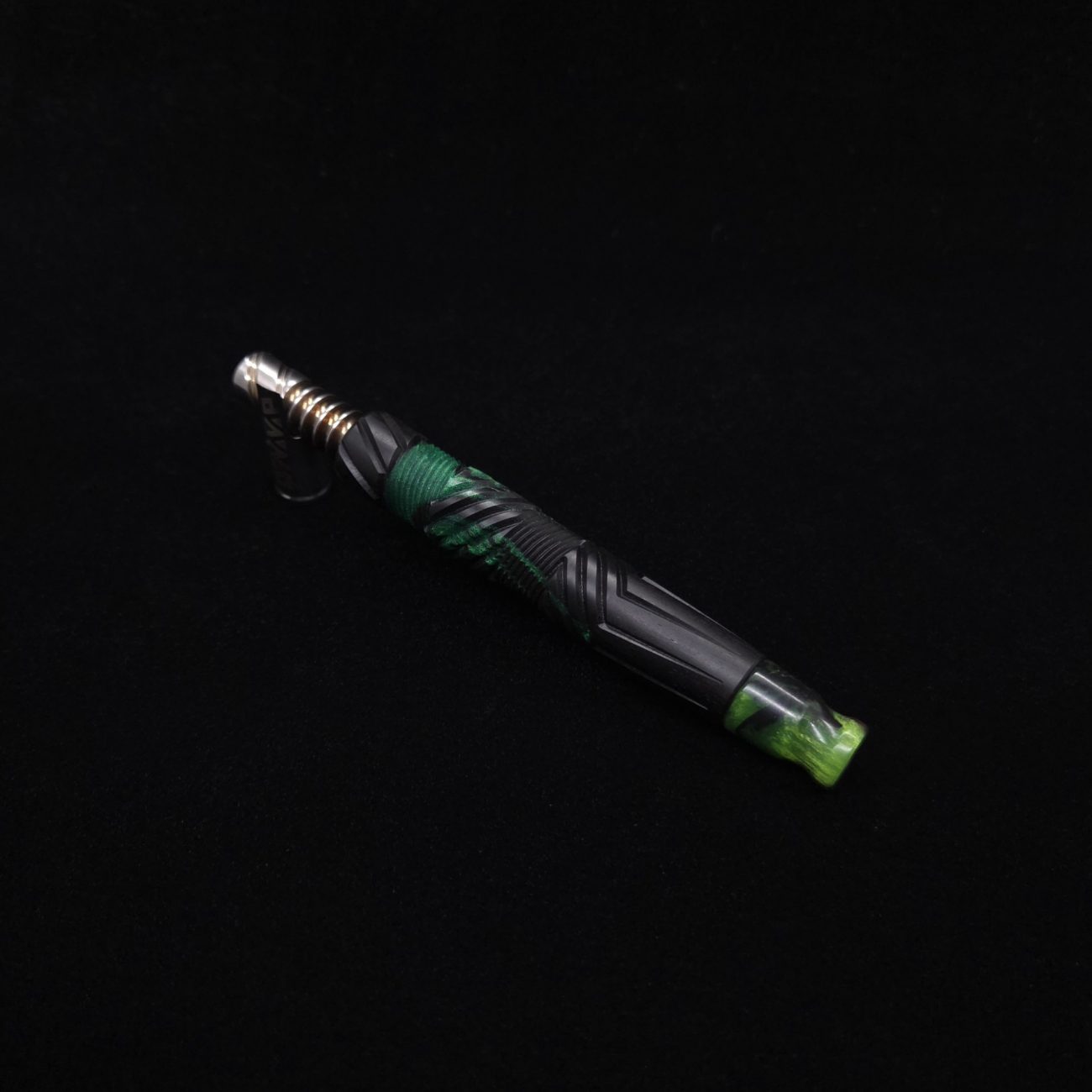 This image portrays Vertex XL Black Ebony Hybrid Dynavap Stem + (2) Mouthpieces 🔥 by Dovetail Woodwork.