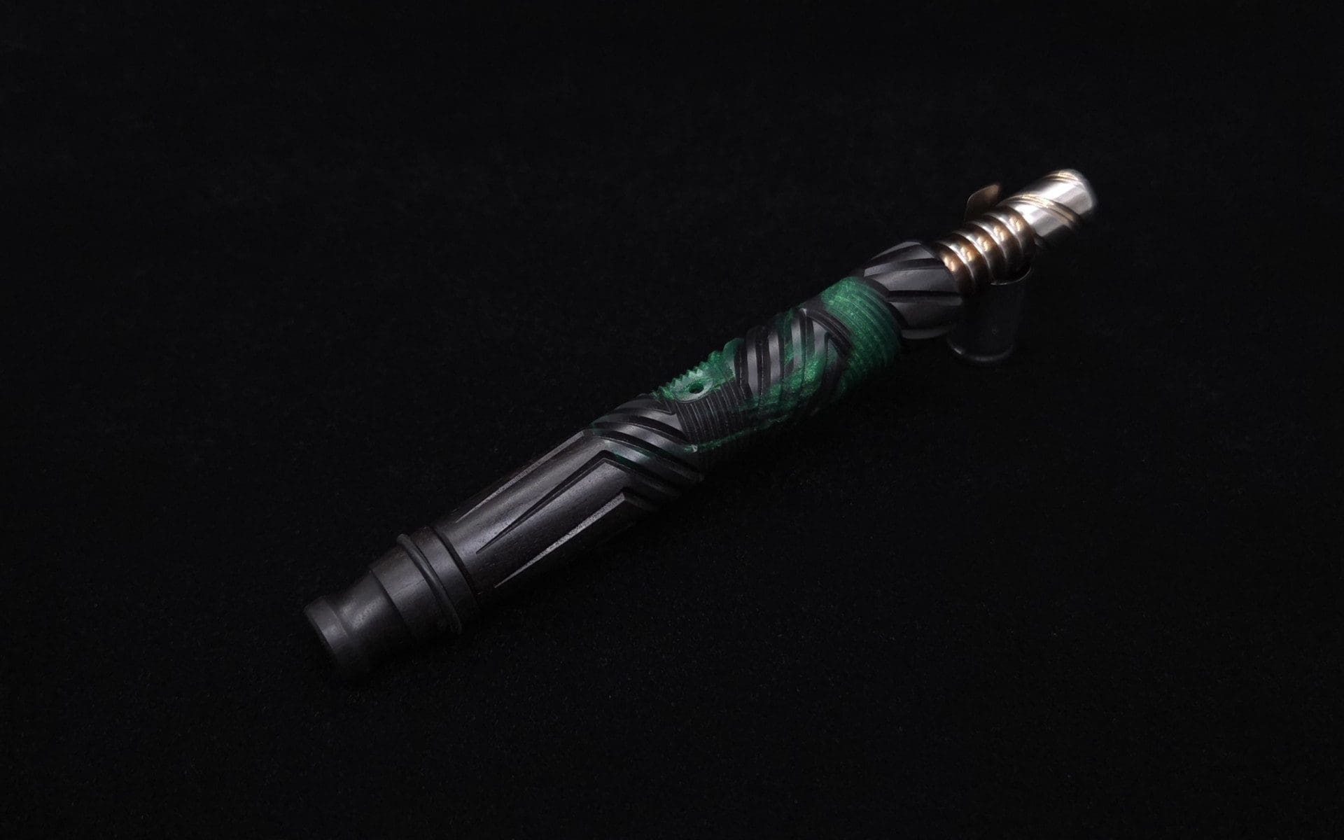 This image portrays Vertex XL Black Ebony Hybrid Dynavap Stem + (2) Mouthpieces 🔥 by Dovetail Woodwork.