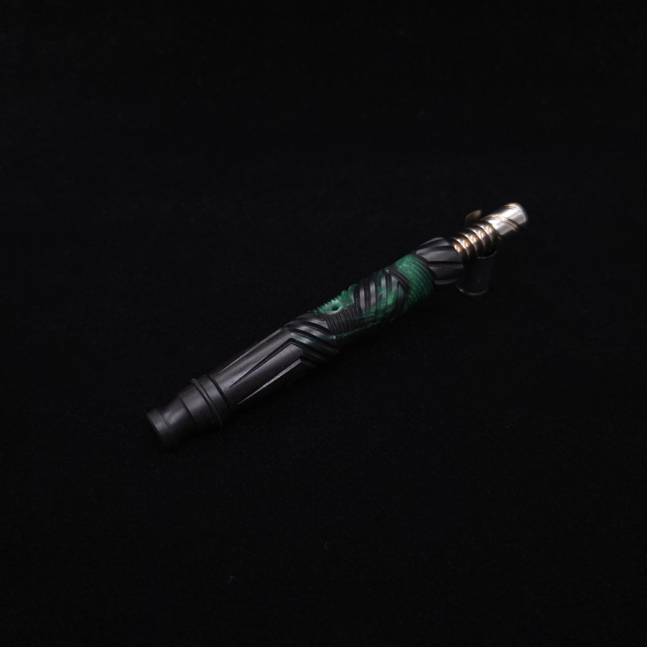 This image portrays Vertex XL Black Ebony Hybrid Dynavap Stem + (2) Mouthpieces 🔥 by Dovetail Woodwork.