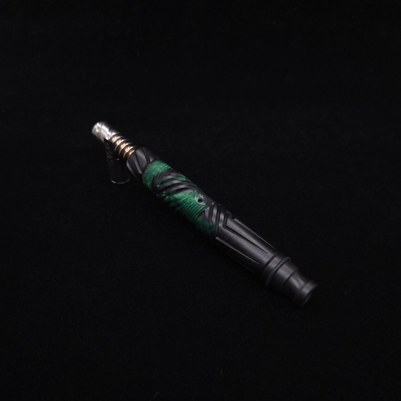 This image portrays Vertex XL Black Ebony Hybrid Dynavap Stem + (2) Mouthpieces 🔥 by Dovetail Woodwork.