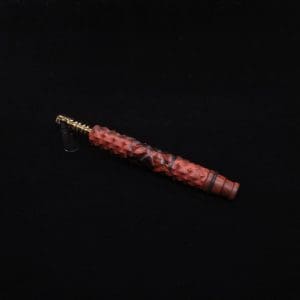 This image portrays High Class Reaper Redheart XL Hybrid Dynavap Stem + Book-Matched WPA Spinning Mouthpiece 𓌜 by Dovetail Woodwork.