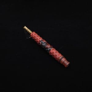 This image portrays High Class Reaper Redheart XL Hybrid Dynavap Stem + Book-Matched WPA Spinning Mouthpiece 𓌜 by Dovetail Woodwork.