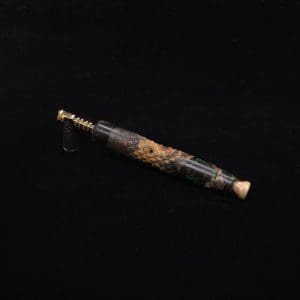 This image portrays Diamond Curve XL Hybrid Dynavap Stem + Book-Matched Mouthpiece - New! by Dovetail Woodwork.