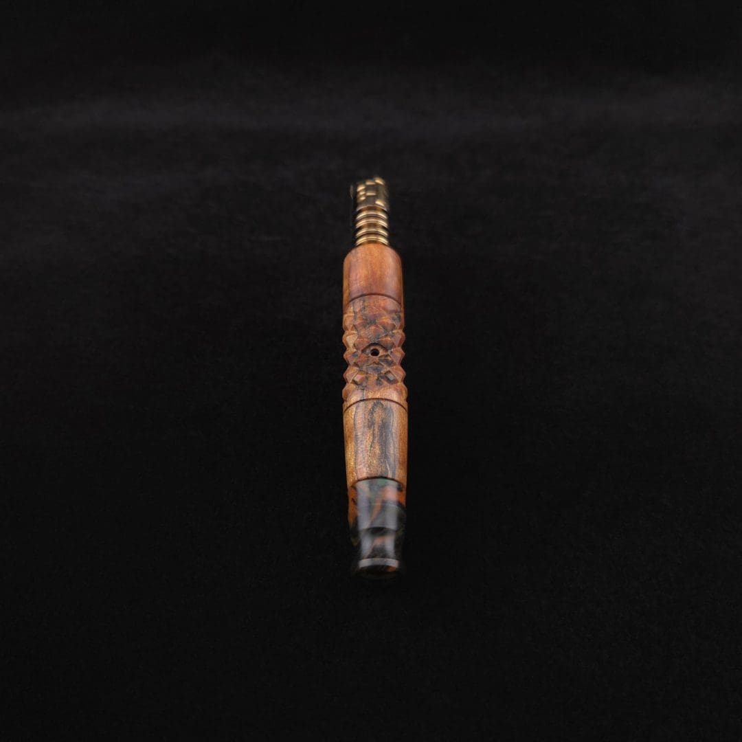 Dynavap Diamond Knurl (standard) Burl Stem + Radioactive Spinning Mouthpiece – New!🎃