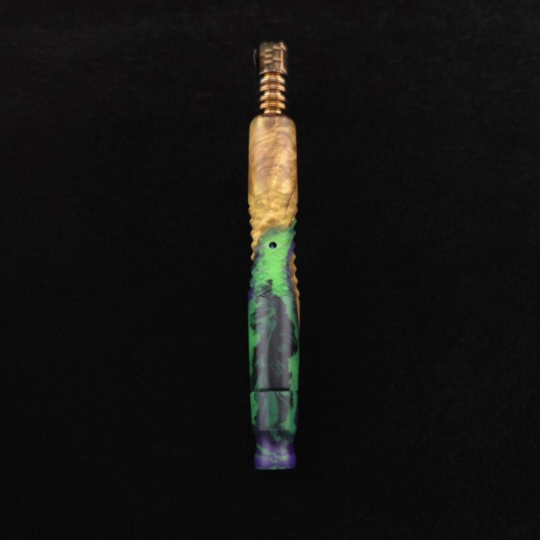 Dynavap Diamond Knurl Luminescent XL Burl Hybrid Stem + Book-Matched Spinning Mouthpiece – New!🎃🔥